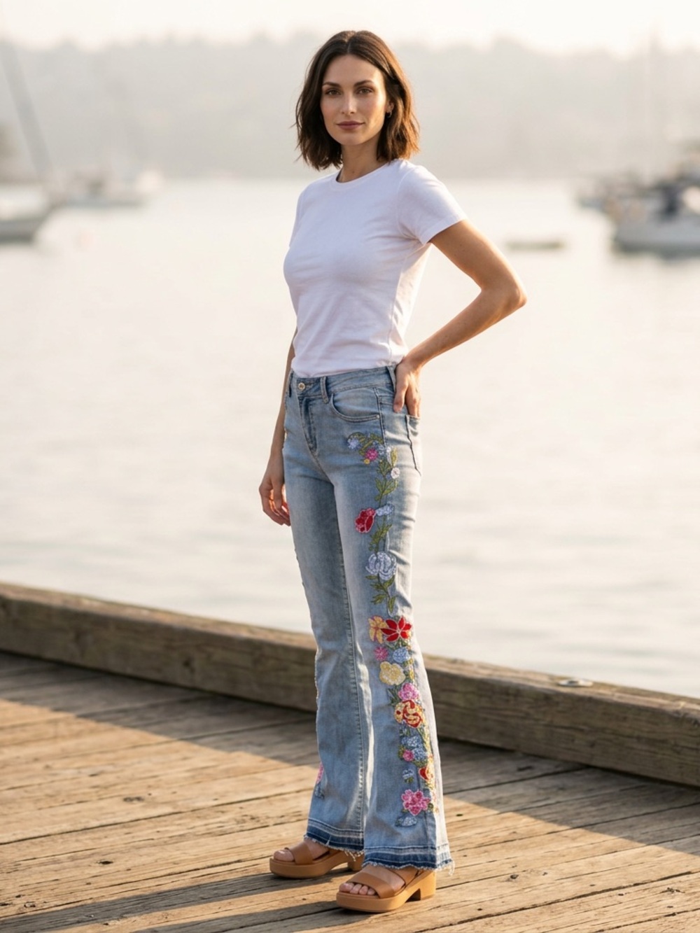 Rare Embroidered Light Blue Women's Flare Jeans No Offers